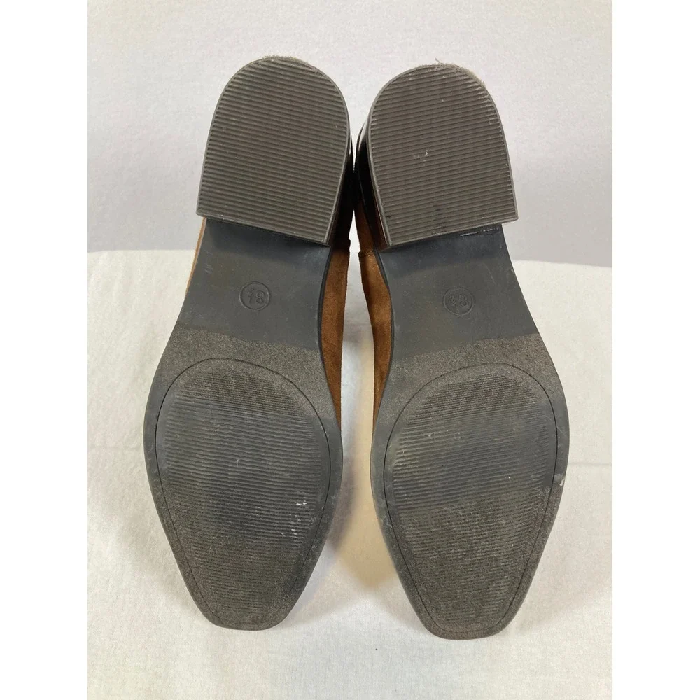 A New Day Chelsea Ankle Boots Womens 8.5 Cognac Brown Faux Suede Block Heel‎